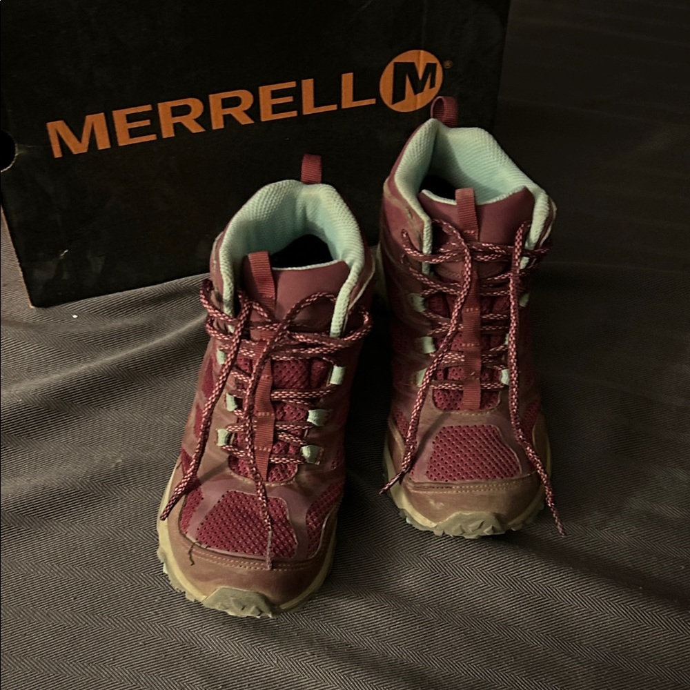 Merrell Girls Purple and Teal Waterproof Ankle Support Hiking Boots